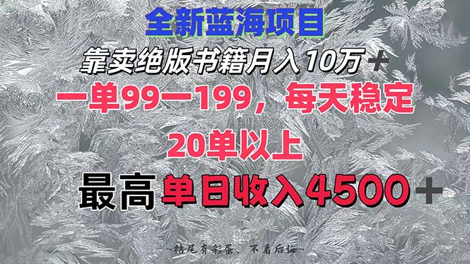 (12512期)靠卖绝版书籍月入10W+,一单99-199,一天平均20单以上,最高收益日入4500+-富爸爸项目圈