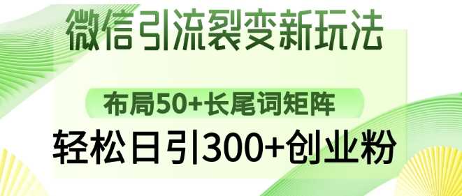 微信引流裂变新玩法:布局50+长尾词矩阵,轻松日引300+创业粉-富爸爸项目圈