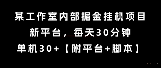 某工作室内部掘金挂G项目,新平台,每天30分钟,单机30+【揭秘】-富爸爸项目圈