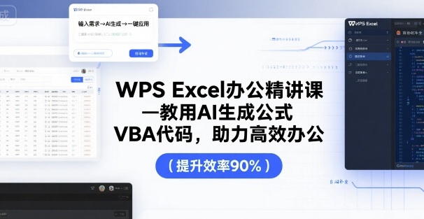 WPS Excel办公精讲课,教用 AI 生成公式,VBA 代码,助力高效办公-富爸爸项目圈