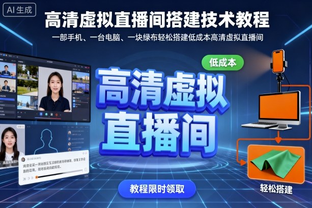 高清虚拟直播间搭建技术教程,一部手机、一台电脑、一块绿布轻松搭建低成本高清虚拟直播间-富爸爸项目圈