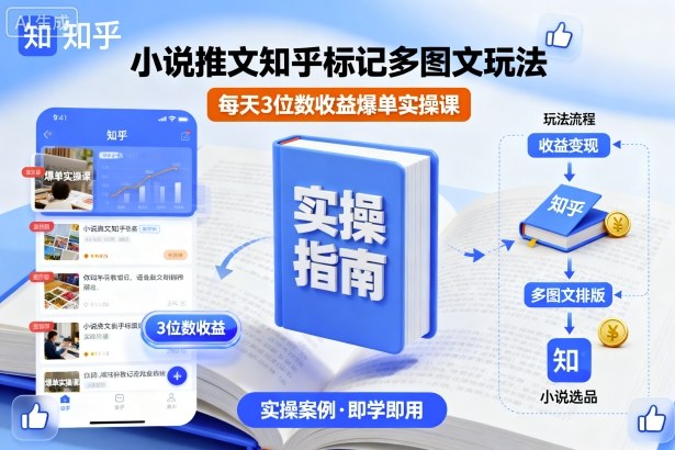 小说推文知乎标记多图文玩法,每天3位数收益爆单实操课-富爸爸项目圈
