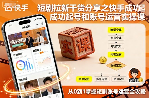 短剧拉新干货分享之快手成功起号和账号运营实操课-富爸爸项目圈