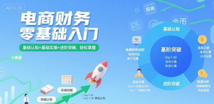 电商财务零基础入门,基础认知+基础实操+进阶突破,轻松掌握-富爸爸项目圈