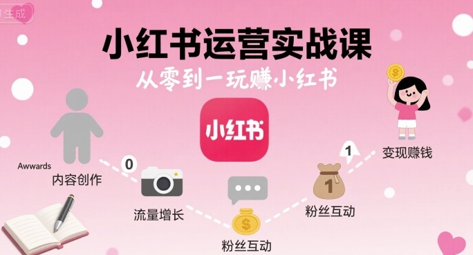 小红书运营实战课,从零到一玩賺小红书-富爸爸项目圈
