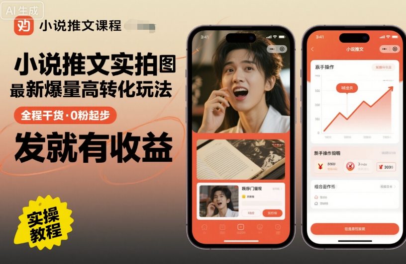 小说推文实拍双图文最新爆量高转化玩法,全程干货,0粉起步,发就有收益-富爸爸项目圈