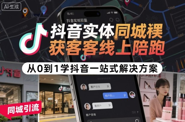 抖音实体同城获客线上陪跑,从0到1学抖音一站式解决方案-富爸爸项目圈