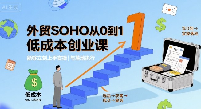 外贸SOHO从0到1低成本创业课,能够立刻上手实操与落地执行-富爸爸项目圈
