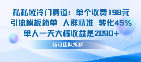 私域冷门赛道单个收费198米引流模板简单人群精准 45%的转化率单人一天大概收益多张-富爸爸项目圈