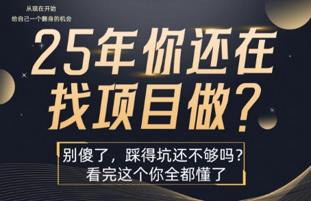 25年,你还在疯狂的找项目吗?别傻了,看完这个你都懂了【揭秘】-富爸爸项目圈