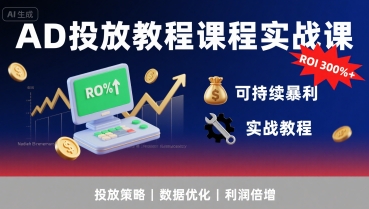 AD投放教程课程实战课,实现广告ROI300%+可持续暴利-富爸爸项目圈