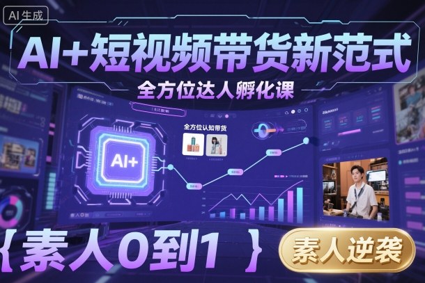 AI+短视频带货新范式全方位达人孵化课,素人也可以从0到1,全方位认知短视频带货-富爸爸项目圈