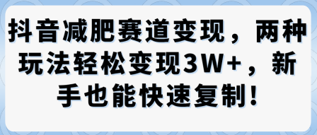 抖音减肥赛道变现,两种玩法轻松变现3W+,新手也能快速复制-富爸爸项目圈