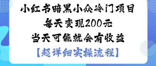 小红书暗黑小众冷门项目每天变现2张当天可能就会有收益-富爸爸项目圈