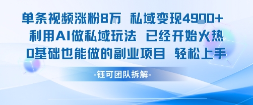 单条视频私域变现4.9k+利用AI做私域玩法 已经开始火热0基础也能做的副业项目轻松上手-富爸爸项目圈
