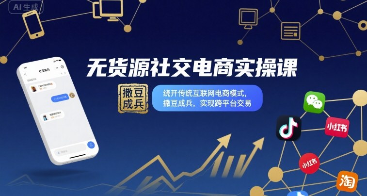 无货源社交电商实操课,绕开传统互联网电商模式,撒豆成兵,实现跨平台交易-富爸爸项目圈