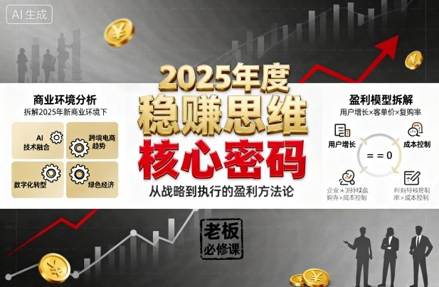 2025年度稳賺思维老板创业营,拆解2025年新商业环境下,企业实现持续盈利的核心密码-富爸爸项目圈