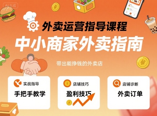 外卖运营指导课程,中小商家外卖指南,手把手带出能挣钱的外卖店-富爸爸项目圈