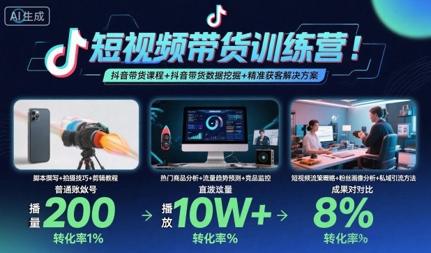 短视频带货训练营,抖音带货课程+抖音带货数据挖掘+精准获客解决方案-富爸爸项目圈