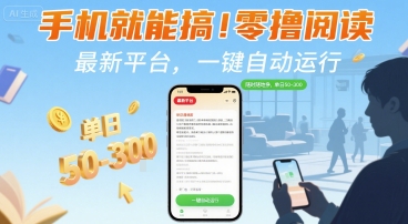 手机就能搞!零撸阅读挂G,最新平台,一键自动运行,随时随地挣,单日50-3张+【揭秘】-富爸爸项目圈