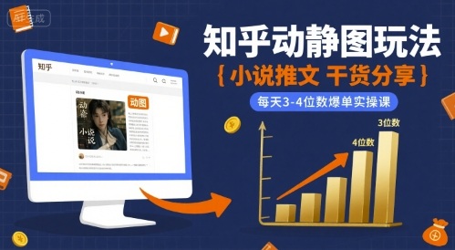 小说推文干货分享之知乎动静图玩法,每天3-4位数爆单实操课-富爸爸项目圈