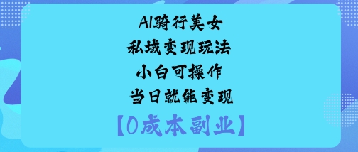 AI骑行美女私域变现玩法小白可操作当日就能变现-富爸爸项目圈