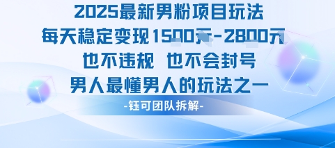 2025最新男粉项目玩法每天变现1k+也不违规也不会封号男人最懂男人的玩法-富爸爸项目圈