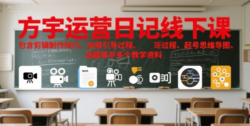 方宇运营日记线下课,包含剪辑制作技巧、拍摄引导过程、起号思维导图、选题等多个教学资料-富爸爸项目圈