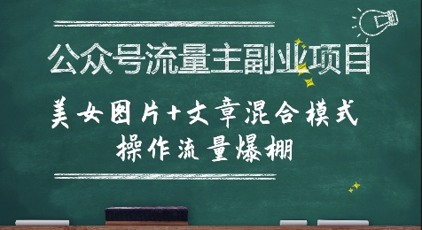 公众号流量主副业项目,美女图片+文章混合模式操作流量爆棚-富爸爸项目圈