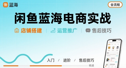 闲鱼蓝海电商实战,店铺搭建运营售后全流程-富爸爸项目圈