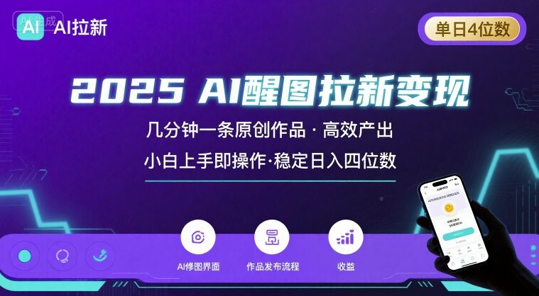 2025最强AI醒图拉新,几分钟一条原创作品,单日收入4位数,小白也能上手操作-富爸爸项目圈