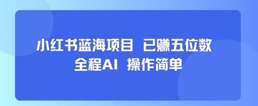 小红书蓝海项目,全程AI,操作简单,已挣五位数-富爸爸项目圈