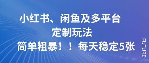 小红书、闲鱼及多平台定制玩法简单粗暴!每天稳定5张-富爸爸项目圈