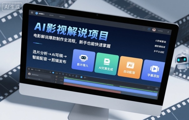 AI影视解说项目,电影解说爆款制作全流程,新手也能快速掌握-富爸爸项目圈
