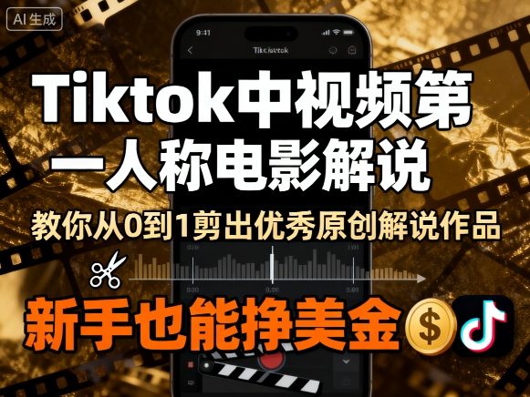 Tiktok中视频第一人称电影解说,教你从0到1剪出一个优秀的原创解说作品,新手也能挣美金-富爸爸项目圈