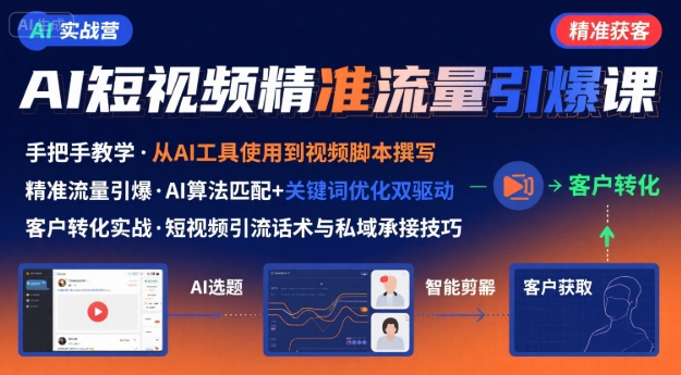 AI+短视频引爆精准客户实战营,手把手教你引爆Ai短视频精准流量-富爸爸项目圈