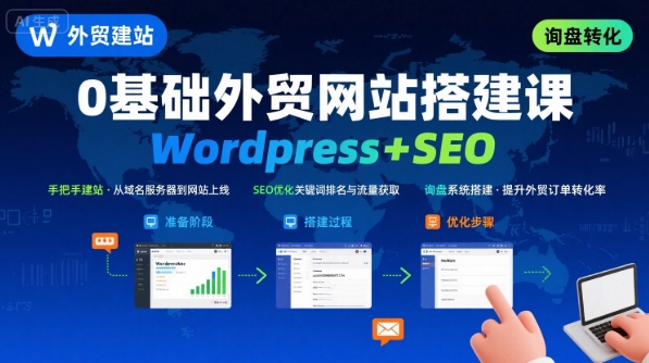 WordPress外贸建站+SEO优化课程,手把手教你从0到1搭建可获得询盘的外贸网站-富爸爸项目圈