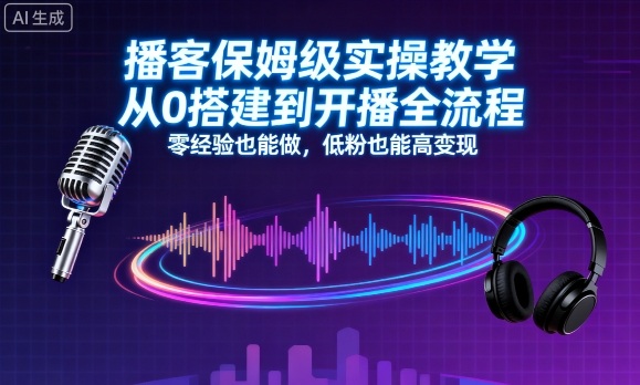 播客保姆级实操教学,从0搭建到开播全流程,零经验也能做,低粉也能高变现-富爸爸项目圈