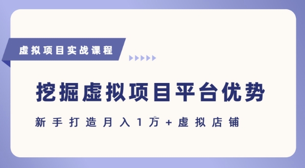 抓住虚拟项目各平台优势,新手轻松月入1W+(给出具体建议)-富爸爸项目圈