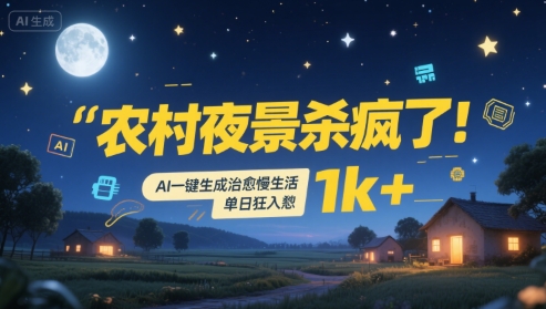 农村夜景杀疯了!AI一键生成治愈系慢生活,单日狂入1k+-富爸爸项目圈