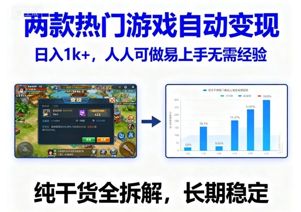 两款热门游戏自动变现,日入1k+,人人可做易上手无需经验,纯干货全拆解,长期稳定【揭秘】-富爸爸项目圈