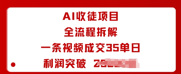 AI收徒项目全流程拆解一条视频成交35单日利润突破1k+-富爸爸项目圈