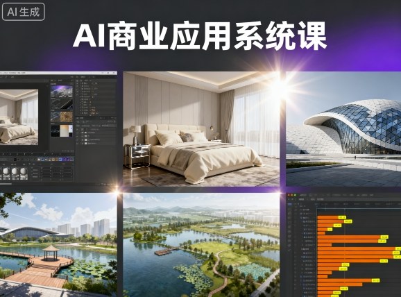 AI商业应用系统课,室内-软装-建筑-景观,智能设计+效果图+动画画实战-富爸爸项目圈