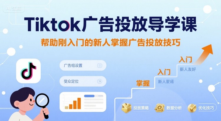 Tiktok广告投放导学课,帮助刚入门的新人掌握广告投放技巧-富爸爸项目圈