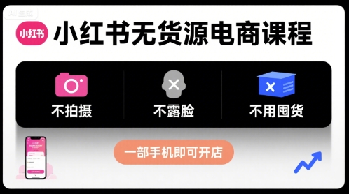 小红书无货源电商课程,不拍摄不露脸不用囤货,一部手机即可开店-富爸爸项目圈