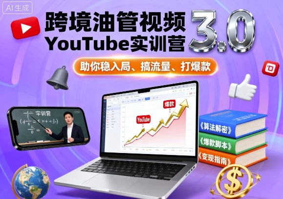 跨境油管视频YouTube实训营3.0,助你稳入局、搞流量、打爆款-富爸爸项目圈