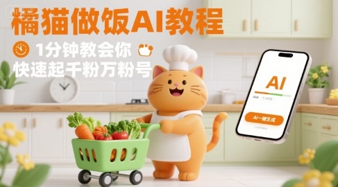 有趣的橘猫买菜做饭视频,用AI一键搞定,1分钟教会你,快速起千粉万粉号-富爸爸项目圈