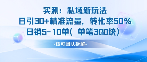 实测私域新玩法日引30加精准流量转化率50%日销5-10单每笔3张-富爸爸项目圈