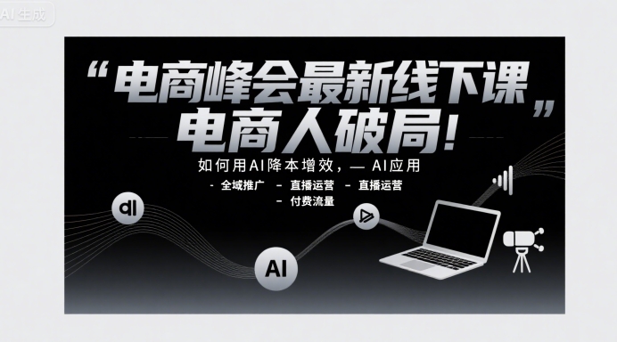 电商峰会最新线下课,电商人破局,如何用AI降本增效,AI应用-全域推广-直播运营-付费流量-富爸爸项目圈