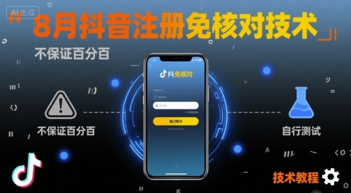 8月抖音注册免核对技术,不保证百分百,自测-富爸爸项目圈